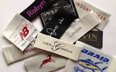 Close-up of a soft satin printed label for garments